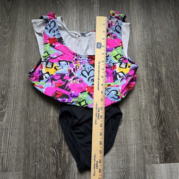 Vintage 80s 90s Jacques Moret Workout Leotard Dance Ballet Girls Medium 8-10 - Picture 4 of 9